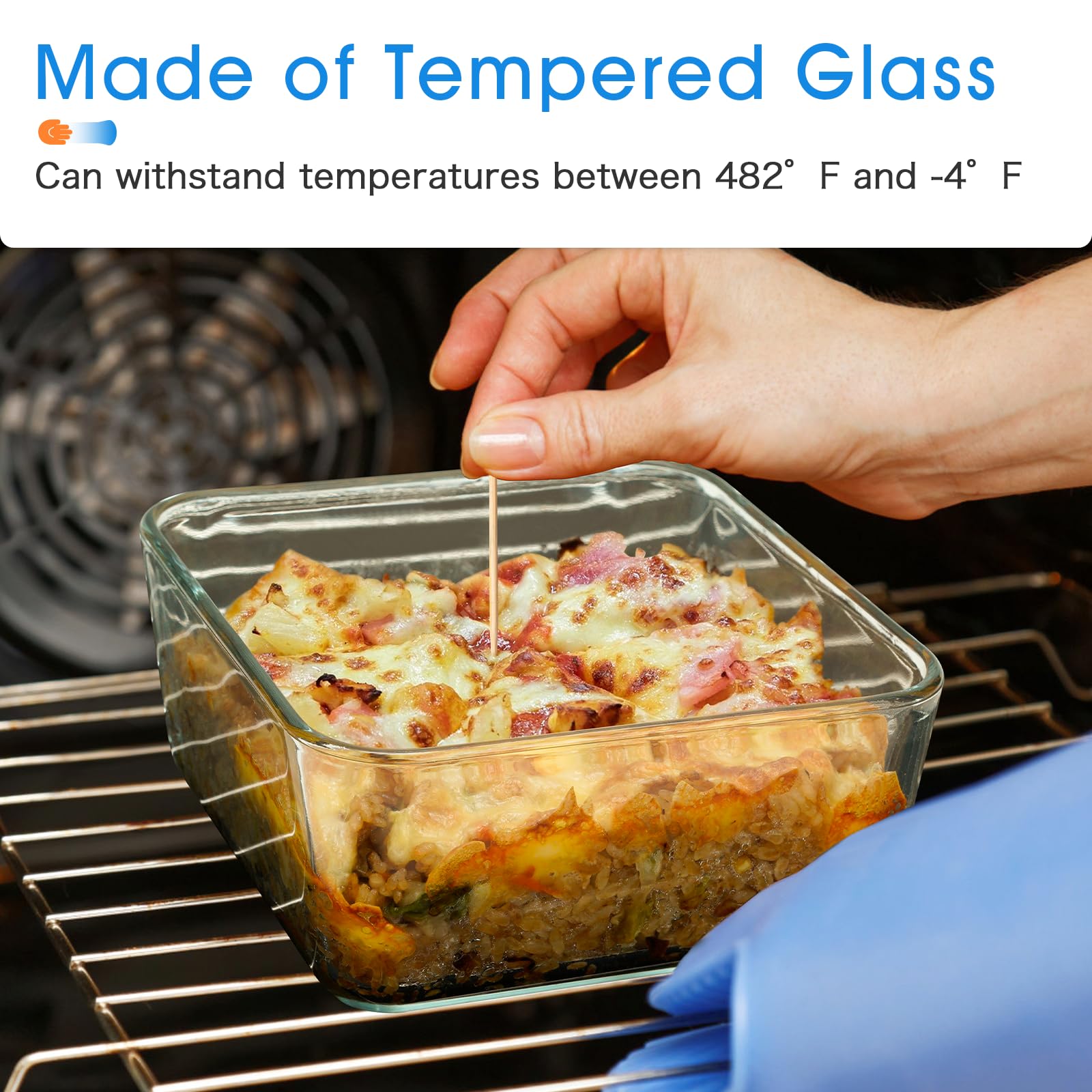 NUTRIUPS 2.6QT Square Glass Baking Dish with Lid, 8×8 inches Deep Square Baking Dish with Lid, Glass Baking Dishes for Oven