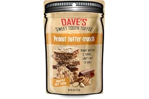 Dave's Sweet Tooth Toffee - Peanut Butter Crunch Toffee (4 oz) - Handmade & Homemade Gourmet Soft Toffee with Real Butter, Real Sugar and Hand-Sliced Almonds, Naturally Gluten-Free