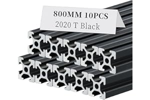 BELLA BAYS 10pcs 31.5 inch 800mm 2020 T Slot Aluminum Extrusion Profile European Standard Anodized Black Extruded Linear Rail Guide Frame for 3D Printer Laser Engraving Machine CNC Workbench DIY