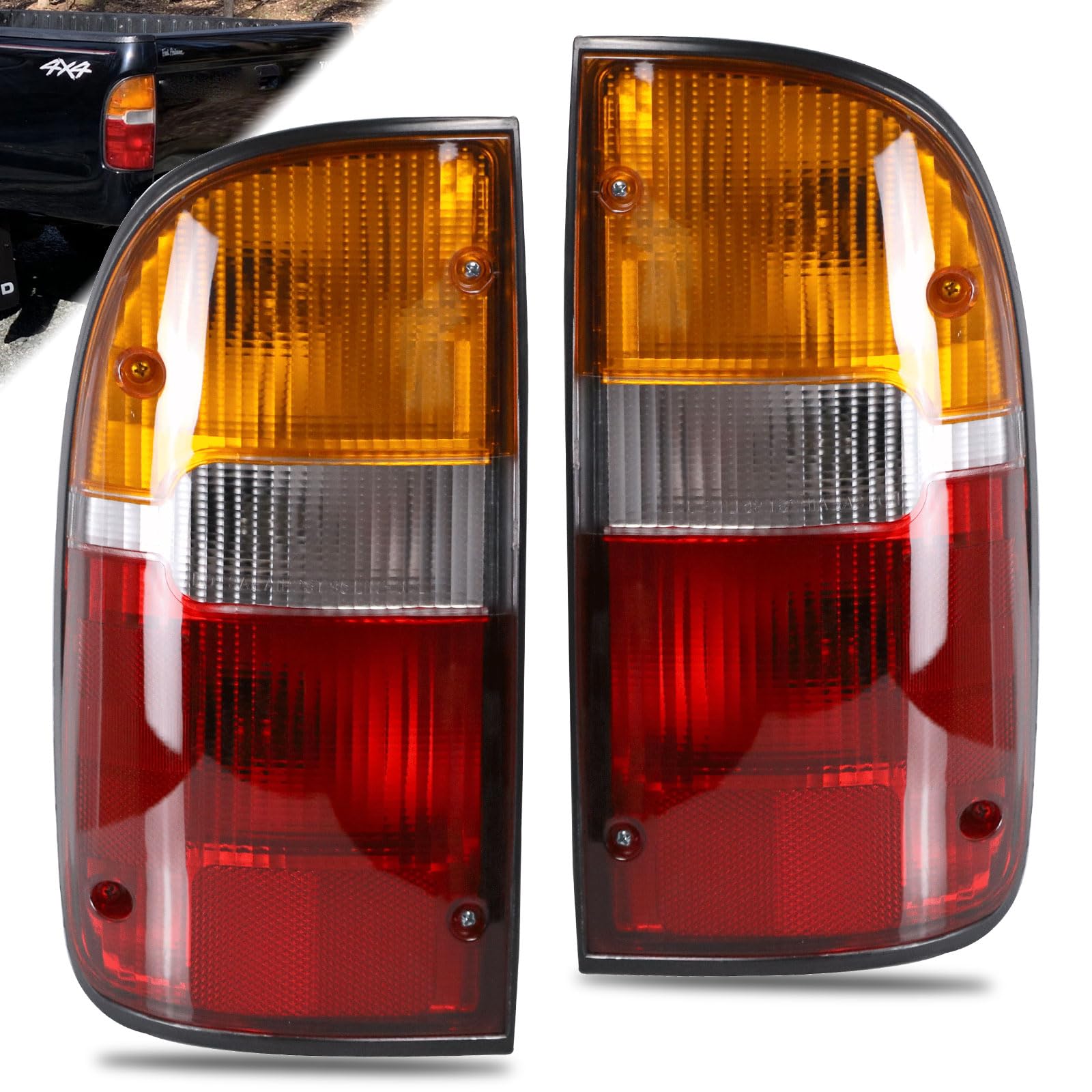 Photo 1 of Tail Light Assembly Compatible With 1995-2000 Toyota Tacoma Rear Taillights Pair Left Driver and Right Passenge Side Replace TO2800116 TO2801116 8156004030 8155004030(Red/Amber/Clear Lens)