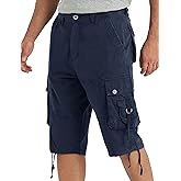VOPOKER Cargo Shorts for Men Multi Pockets Mens Shorts Twill Below Knee 13 Inches Cotton Relaxed Fit Hiking Outdoor Work