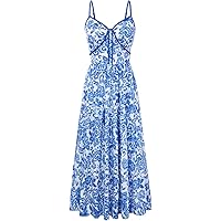 GRACE KARIN Summer Dresses for Women 2026 Vacation,Smocked Floral Maxi  Dresses,Boho Beach Long Sundress Beige Black S at Amazon Women's Clothing  store