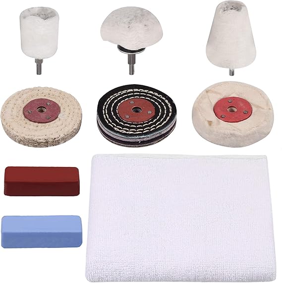 Metal Polishing Kit,Fugen 9PCS Polishing Buffing Kit Polishing Pads