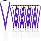 12-Pack Purple Breakaway Lanyards with Waterproof Badge Holders, Polyester Neck Straps for ID Cards, Events, Office, and Schools