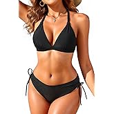 Women Two Piece Bikini Set - Triangle Halter Swimsuit Tie Bathing Suit 2026 Sexy Tie Side Swimwear