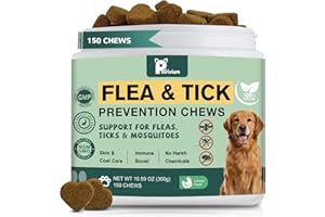 PETRIVIUM Dogs Flea and Tick Prevention Treatment Chewable, Natural Soft Chew for Fleas Ticks Treatment Support Supplement - Oral Flea Pills- Flea and Tick Chews - All Breeds & Sizes - 150 Soft Treats (Chicken)