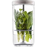 Kilner Herb Keeper Set | Keep Herbs Fresh for Up to 3 Weeks | 1L Wide Mouth Jar with Stainless Steel Lid &amp; Silicone Lifter | Easy-to-Use for Home-Grown or Store-Bought Herbs | Recipe Booklet Included