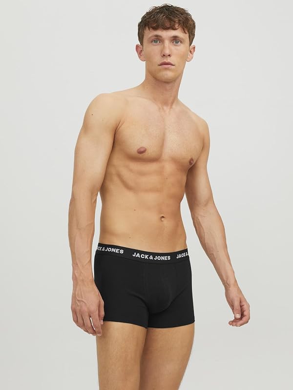 Jachuey trunks masculino jack & jones pacote com 7 boxers, preto (detalhe preto: preto/preto/preto/preto/preto), médio (pacote com 7)