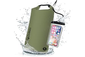 Cliduli Waterproof Dry Bag,Roll Top Green Small Waterproof Backpack 2L/5L/10L/20L/30L/40L Floating Lightweight Bags for Kayaking, Boating, Fishing, Swimming Camping with Waterproof Phone Case