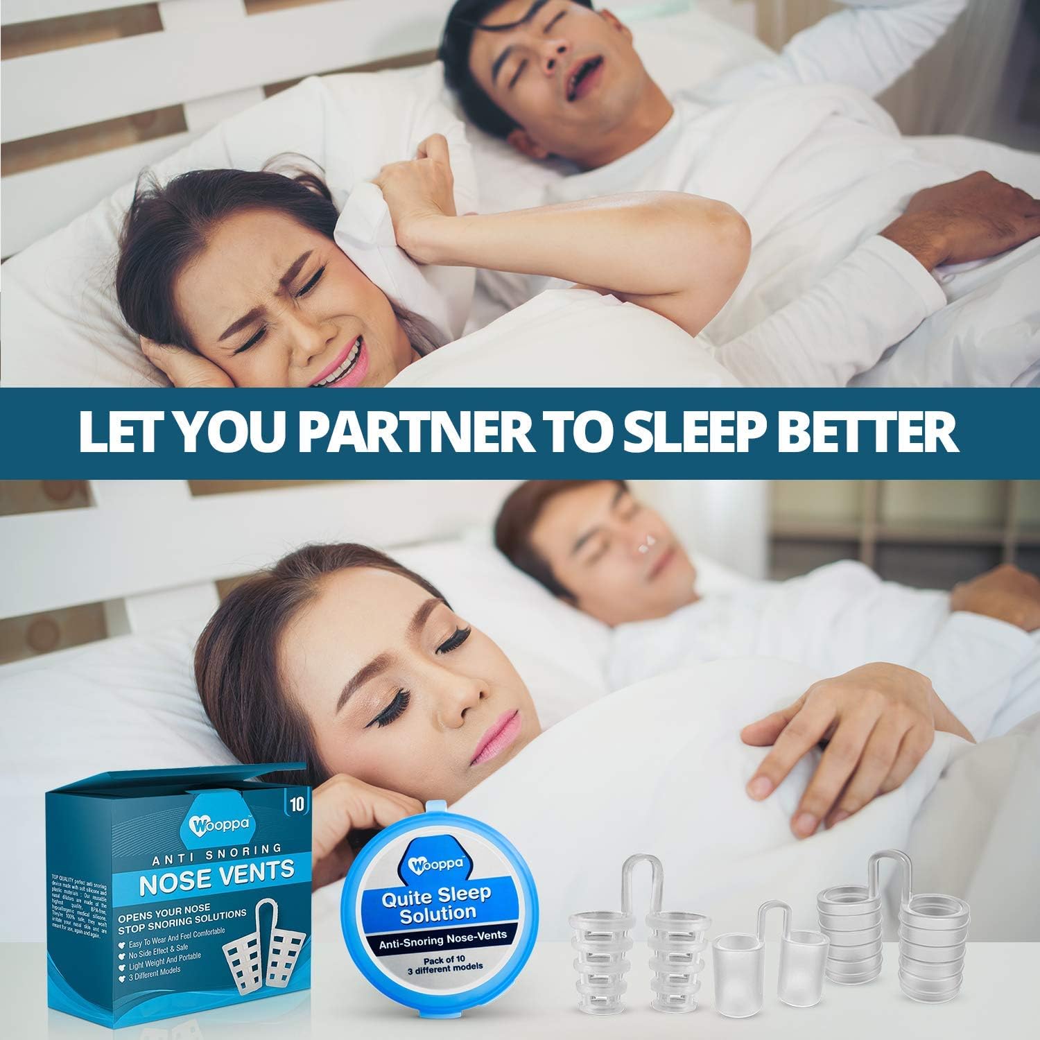 Wooppa Snoring Solution - Anti Snoring Solutions - Anti Snoring Devices - Snore Aids - Nose Vents - Snore Nasal Dilators - 10 Pack - Snore Stopper Set - Reduce Snoring - Stop Snoring: Health & Personal Care