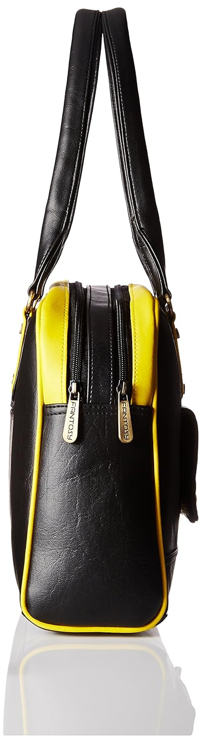 fantosy women's handbag (black and yellow) (fnb-434)