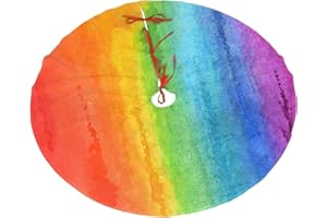 Juhucc Watercolor Rainbow Christmas Tree Skirt 36 in for Christmas Decorations Skirt Rustic Xmas Holiday New Year Party Tree Mat Decor Indoor Outdoor Christmas Tree Mats