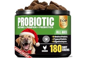 BUDDYCHEER Probiotics for Dogs - Dog Probiotics with 5 Enzymes & 4 Prebiotics for Itchy Skin, Pet Probiotics lab for Digestion & Gut Support, Helps Diarrhea, Yeast Infection, Allergies & Immune System -180 Chews
