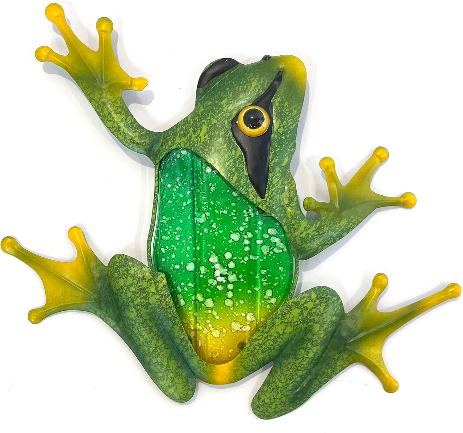 Plaques & Wall Art - HONGLAND Frog Wall Decor-Outdoor Metal Garden Hanging Art Glass Sculptures Home Theme Decorations for Home, Garden, Yard, Fence and Patio（15Inch）