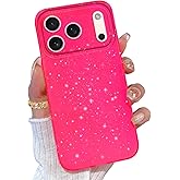 TURYXIA Compatible with iPhone 17 Pro Case Glitter, Hot Pink Phone Case for Women Girls Girly, Sparkly Bling Cute Neon Bright Color Slim Soft Phone Cover for iPhone 17 Pro, Hot Pink