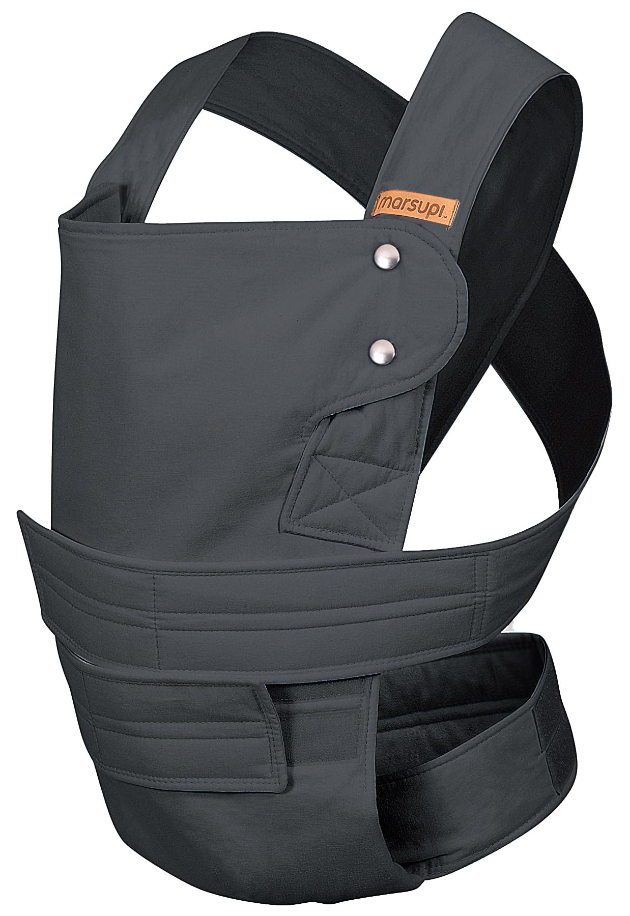 marsupi Baby Carrier for Newborns from Birth up to 15kg, Lightweight and Compact Baby Carrier with Sturdy Velcro System, Organic Cotton - Classic/Grey, Size L โ image 1