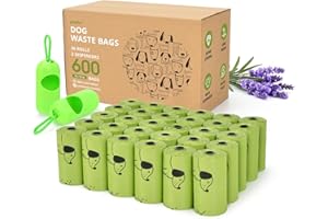 glasho Poop Bags for Dogs (600 Count, 30 Rolls) Lavender Scented Leak Proof Dog Waste Bags, 13 x 9 Inch Strong Doggie Cat Waste Bags with Dispenser, Green/Bulk