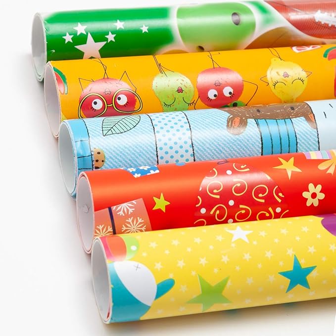 5 Rolls Wrapping Paper Kids Amazon.co.uk Office Products
