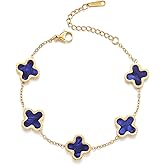 TICVRSS 18K Gold Plated Clover Bracelet for Women Lucky Simple Four leaf Bracelets Cute Colorful Bracelets Trendy Jewelry Gifts for Women