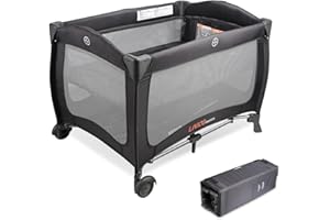 LIVINGbasics 2-in-1 Baby Playard, Foldable Baby Bassinet with Wheels for Home/Travel/Outdoor