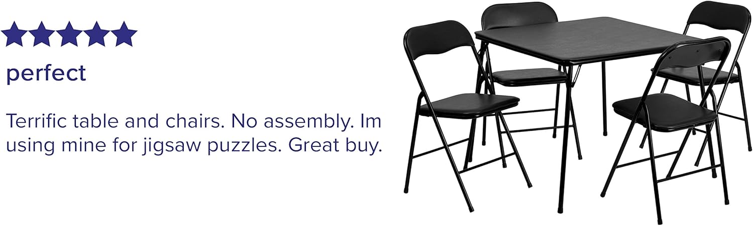 Flash Furniture 5 Piece Black Folding Card Table and Chair Set - Table & Chair Sets