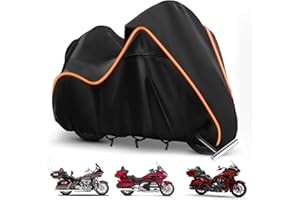 BIGACOVER 420D Motorcycle Cover for Ultra Limited,Road Glide Limited,Gold Wing Road Master Outdoor Bike Cover Windproof Heavy Duty Waterproof Protection Fits up to Motorcycles with Top Box and Side Boxes