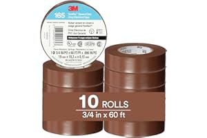 3M Temflex 165, Vinyl Colour Coding Electrical Tape, Brown, 3/4in x 60ft, 10 Rolls