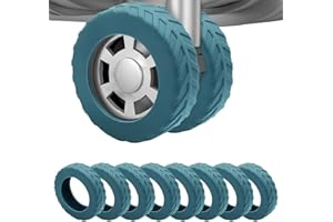 LOOOGHOM 8Pcs Luggage Wheel Covers,Silicone Suitcase Cover for 2-2.4'' Spinner Wheel, Carry On Luggage Wheels Protector,Upgrade Suitcase Wheels Protective,Essential Travel Accessories (Lake Blue-L)