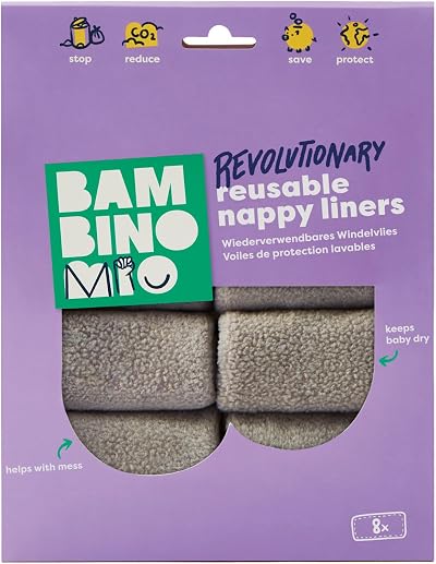 Bambino Mio Reusable Nappy Liners Pack of 8 - 29x19 cm, Contoured