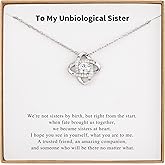Famdecor Unbiological Sister Necklace Sterling Silver Rhinestone Knot Necklaces for Sister in Law Birthday Gifts Christmas Gifts