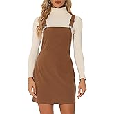 Allegra K Women's Corduroy Overall Dress Mini Short Length Adjustable Strap Bib Overalls Pinafore Dress
