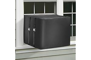 WANDWEL Insulated Protection for Outside AC Units: Window & Wall Air Conditioner Cover to Retain Warmth, 25.5''Lx 18''Hx 20.5''D- Black