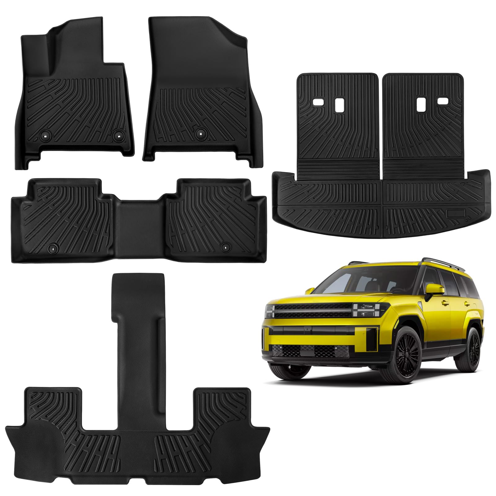 TuxMat Custom Car Mats For Hyundai Santa Fe Hybrid 2024-2026 6-Seater - Full Set For All 3 Rows, All-Weather - View #9
