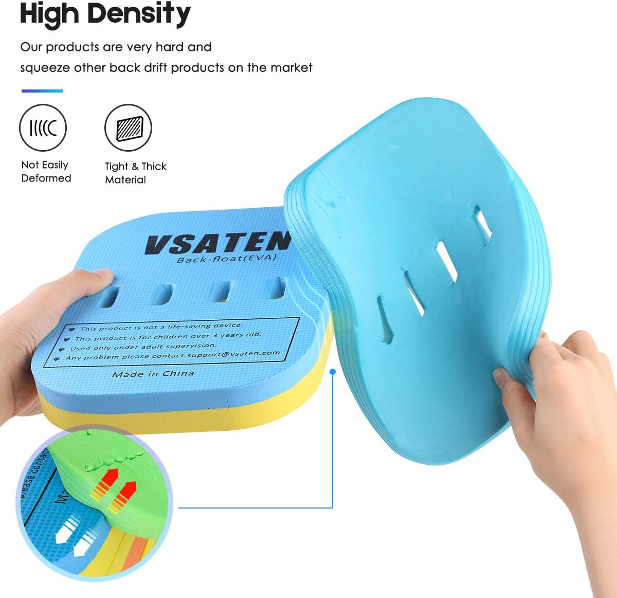 VSATEN Back Float, Swim Belt Bubble Adjustable 3 Layers Thicken Split Foam Learning Safety Training Board Pool Floaties for Kids Toddlers Swimming Beginners Floats Swim Lessons Equipment (60lb-100lb) : Sports & Outdoors