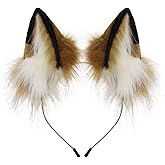 Adolala Handmade Faux Fur Fox Wolf Ears Headband Furry Animal Headwear Costume Props for Halloween Christmas Cosplay