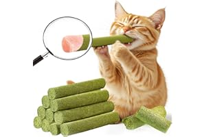 GREMBEB 90g/3.17oz Cats Treat Cat Grass Teething Stick Kitten Toy Catnip Toys for Hairball Removal Freeze Dried Chew Dental Food for Indoor Kitty Lickable Edible Snack for Eliminate Fur Digestion