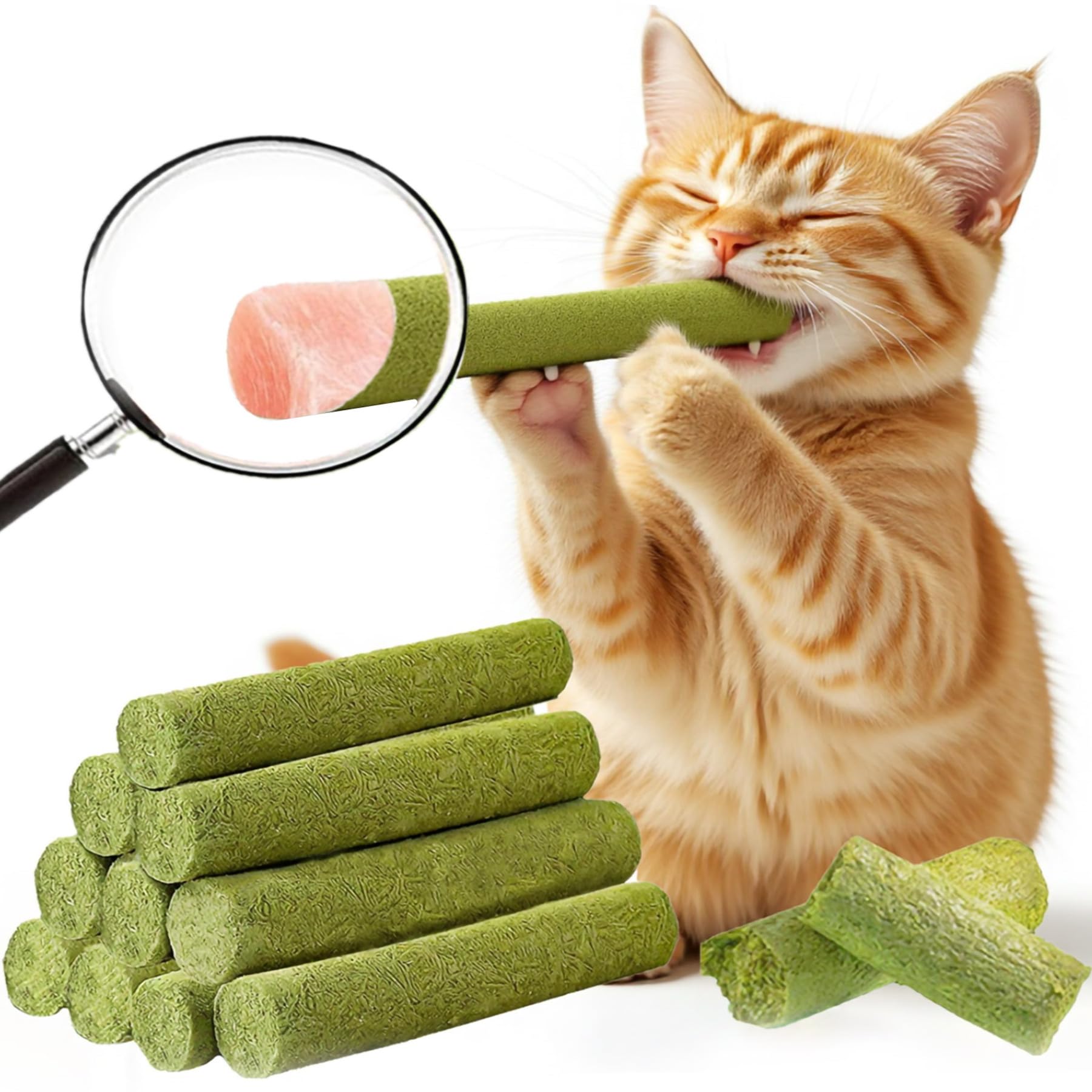Photo 1 of GREMBEB 90g/3.17oz Cats Treat Cat Grass Teething Stick Kitten Toy Catnip Toys for Hairball Removal Freeze Dried Chew Dental Food for Indoor Kitty Lickable Edible Snack for Eliminate Fur Digestion
