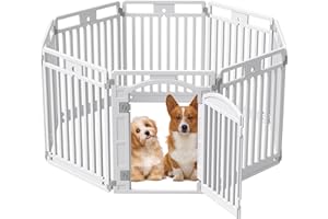 GUMISEAO Pet Playpen with Door Dog Playpen Foldable Puppy Playpen for Puppies and Small Dogs 8-Panels Easy Assemble Easy Storing for Indoor and Outdoor (8 Panels)