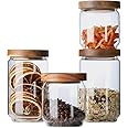 BaoFull Glass Jar with Lid, Airtight Food Storage Containers Glass Set for Coffee Beans| Sugars| Candy, 4 Pack