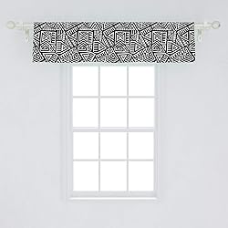 Ambesonne Aztec Window Valance, Geometric Maze