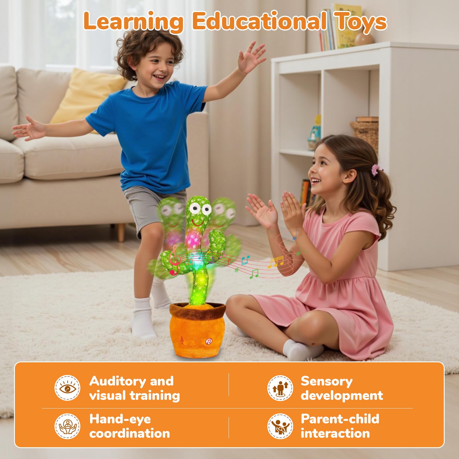 MILEGI Dancing Talking Cactus Toy, Baby Singing Recording Mimicking Cactus Toy, Repeats What You Say, Musical Interactive Infant Toddler Toys for 1 Year Old Boys Girls