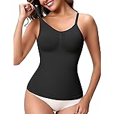 HEPOE Shapewear Tops for Women, Scoop Neck Compression Tank Top, Adjustable Tummy Control Body Shaper with Padded