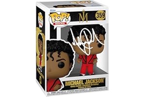 HOFSM.COM HALL OF FAME SPORTS MEMORABILIA Michael Jackson #359 Thriller Facsimile Signed Reprint Laser Autographed Funko POP! Rocks Figurine with Protector Case