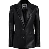 Captain Cory Brown 2-Button Lambskin Leather Blazer Women - Casual Coat Long Sleeves Suit Style Leather Jacket Women