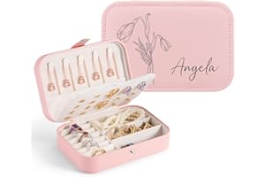 Personalized Jewelry Box Gifts for Women Custom Travel Jewelry Case with Name and Birth Flower, Personalized Jewelry Organize