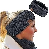 Loritta Womens Ear Warmers Headbands Winter Warm Fuzzy Cable Knit Head Wrap Fleece Lined Gifts