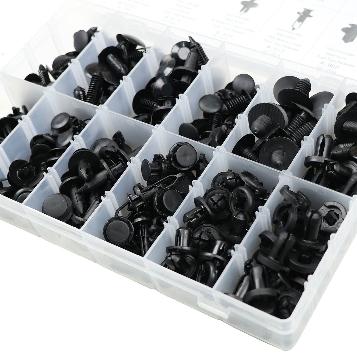 Naisidier 240Pcs Bumper Fastener Rivet Clips Automotive Push Retainer Kit Car Assembly Expansion Screws Set For Toyota Honda GM Ford, Auto Body Clips from 6.4mm-10mm in Black