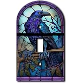 Off The Wall Plates - Stained Glass Look Crow - Single Gang Light Switch