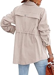 Ebifin Women's Military Anorak Jacket Zip Up Snap