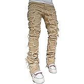 FantasyGears Mens Stacked Ripped Jeans Y2k Distressed Denim Pants Skinny Slim Fit Stretch Biker Jeans